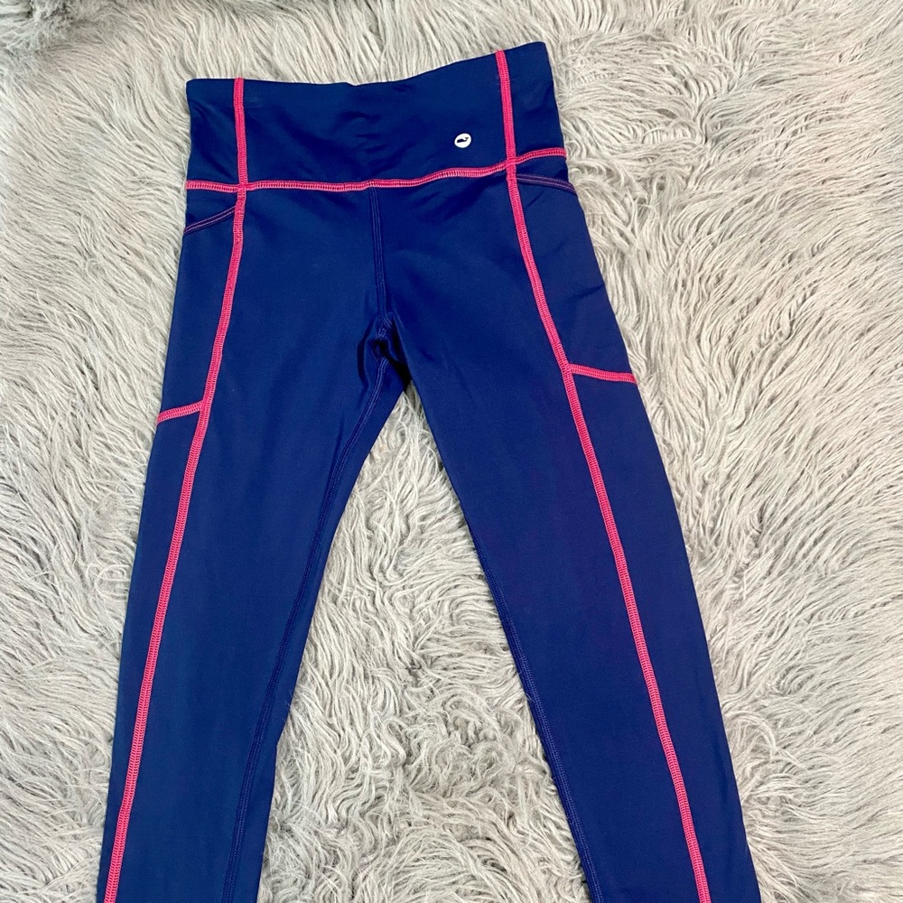 Vineyard Vines navy blue pink performance leggings xxs - Picture 2 of 6